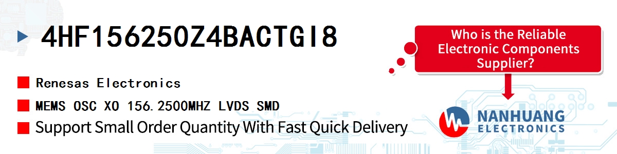 4HF156250Z4BACTGI8 Renesas MEMS OSC XO 156.2500MHZ LVDS SMD