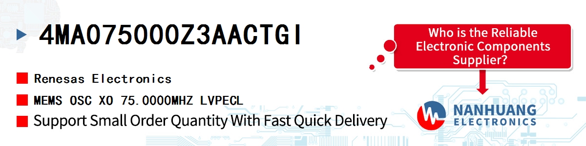 4MA075000Z3AACTGI Renesas MEMS OSC XO 75.0000MHZ LVPECL