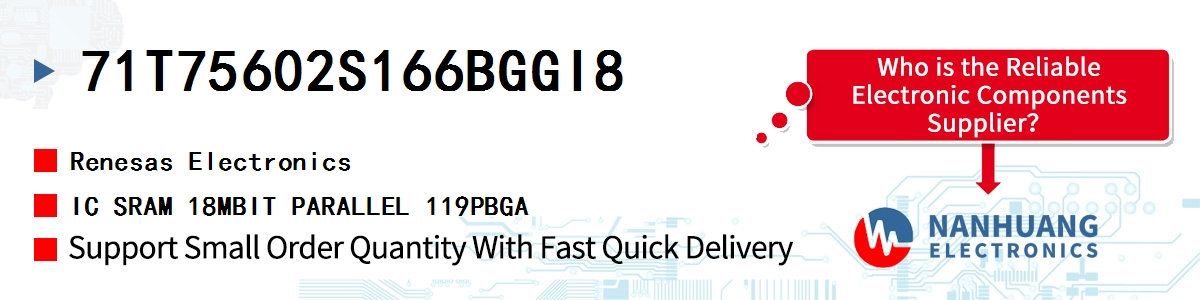 71T75602S166BGGI8 Renesas IC SRAM 18MBIT PARALLEL 119PBGA