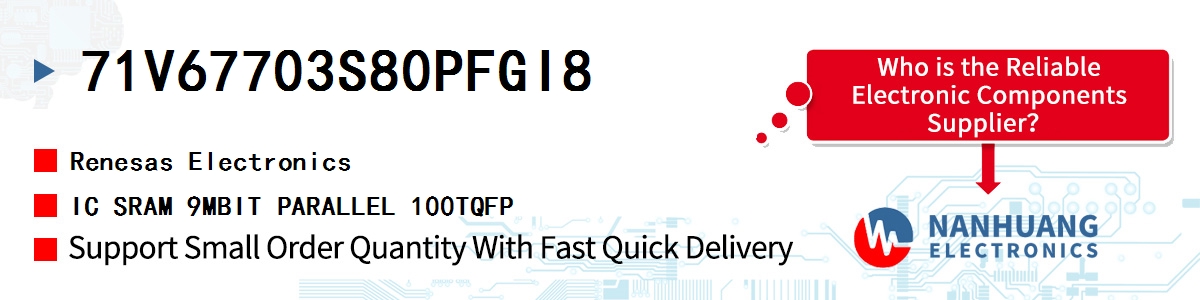 71V67703S80PFGI8 Renesas IC SRAM 9MBIT PARALLEL 100TQFP