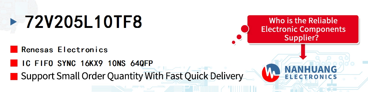 72V205L10TF8 Renesas IC FIFO SYNC 16KX9 10NS 64QFP
