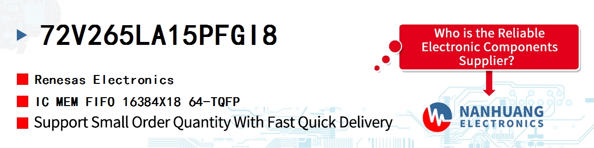 72V265LA15PFGI8 Renesas IC MEM FIFO 16384X18 64-TQFP