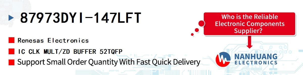 87973DYI-147LFT Renesas IC CLK MULT/ZD BUFFER 52TQFP