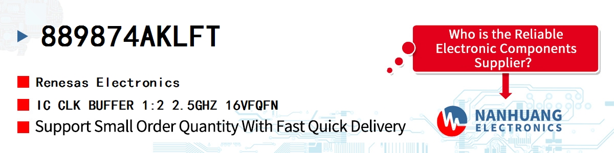 889874AKLFT Renesas IC CLK BUFFER 1:2 2.5GHZ 16VFQFN
