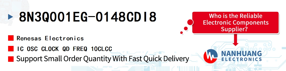 8N3Q001EG-0148CDI8 Renesas IC OSC CLOCK QD FREQ 10CLCC
