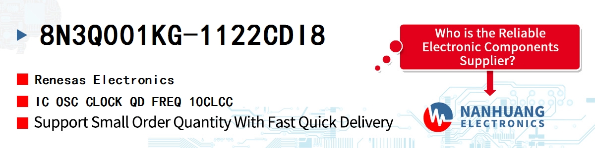 8N3Q001KG-1122CDI8 Renesas IC OSC CLOCK QD FREQ 10CLCC