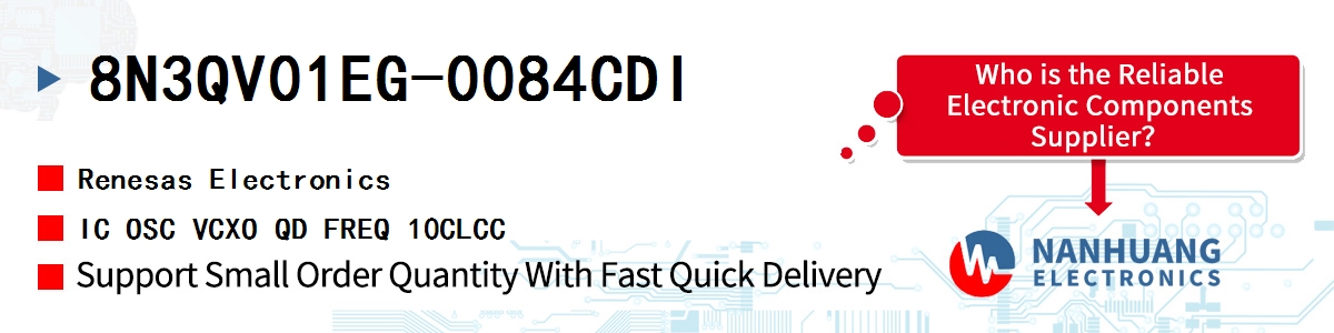 8N3QV01EG-0084CDI Renesas IC OSC VCXO QD FREQ 10CLCC
