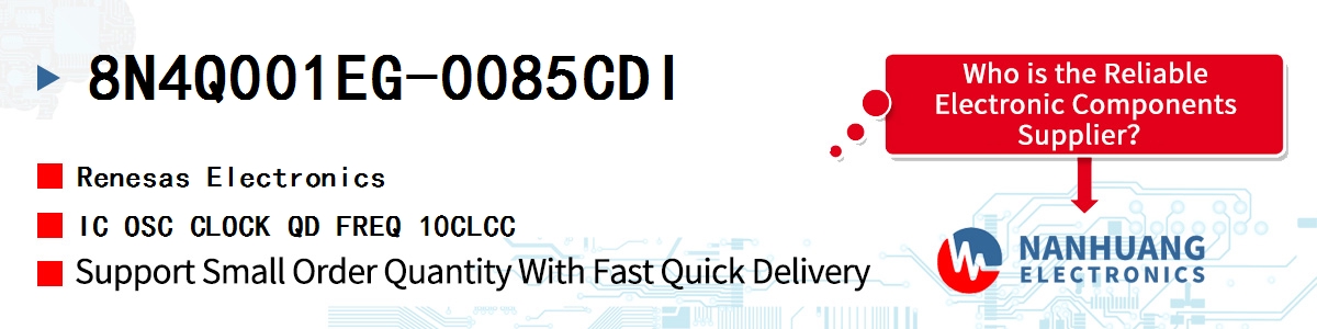 8N4Q001EG-0085CDI Renesas IC OSC CLOCK QD FREQ 10CLCC