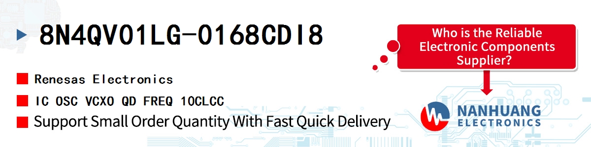 8N4QV01LG-0168CDI8 Renesas IC OSC VCXO QD FREQ 10CLCC