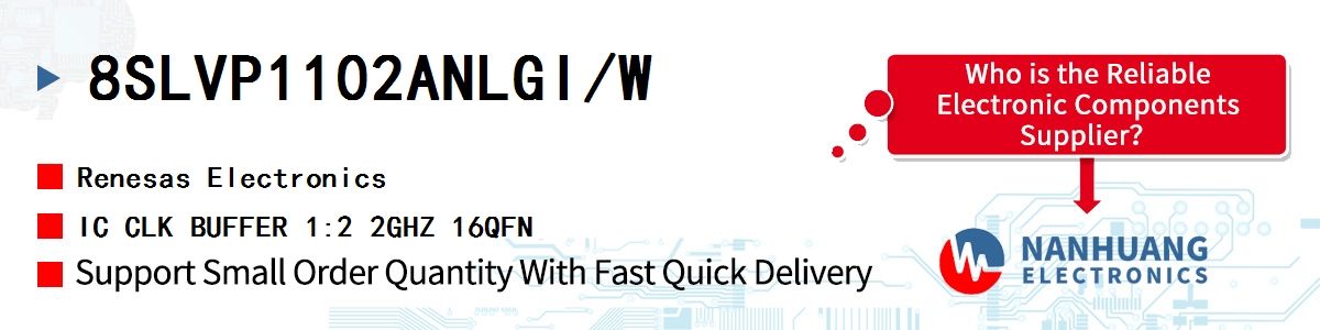 8SLVP1102ANLGI/W Renesas IC CLK BUFFER 1:2 2GHZ 16QFN