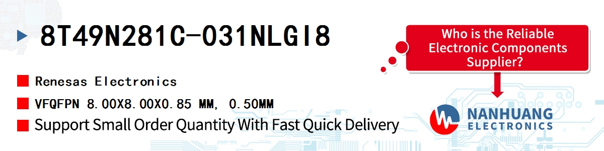 8T49N281C-031NLGI8 Renesas VFQFPN 8.00X8.00X0.85 MM, 0.50MM