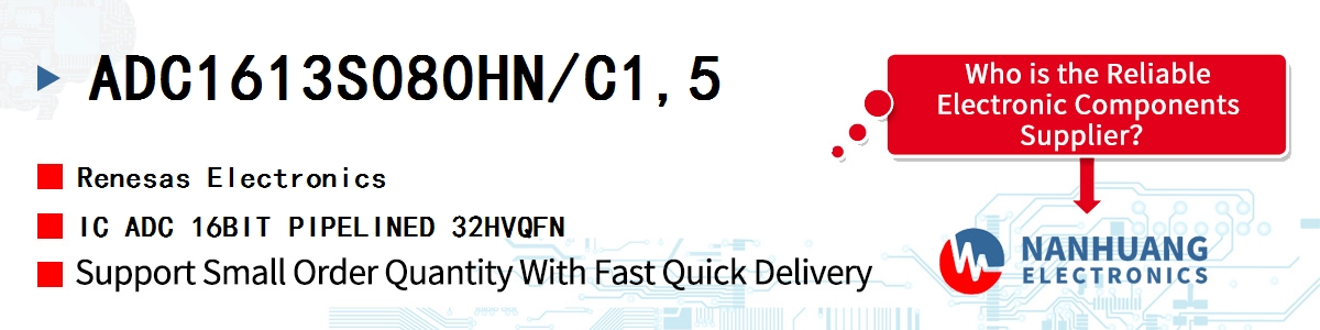 ADC1613S080HN/C1:5 Renesas IC ADC 16BIT PIPELINED 32HVQFN