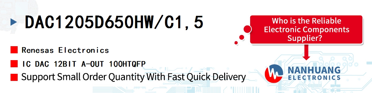 DAC1205D650HW/C1:5 Renesas IC DAC 12BIT A-OUT 100HTQFP