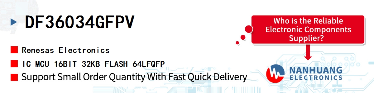 DF36034GFPV Renesas IC MCU 16BIT 32KB FLASH 64LFQFP