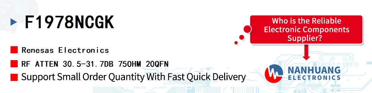 F1978NCGK Renesas RF ATTEN 30.5-31.7DB 75OHM 20QFN