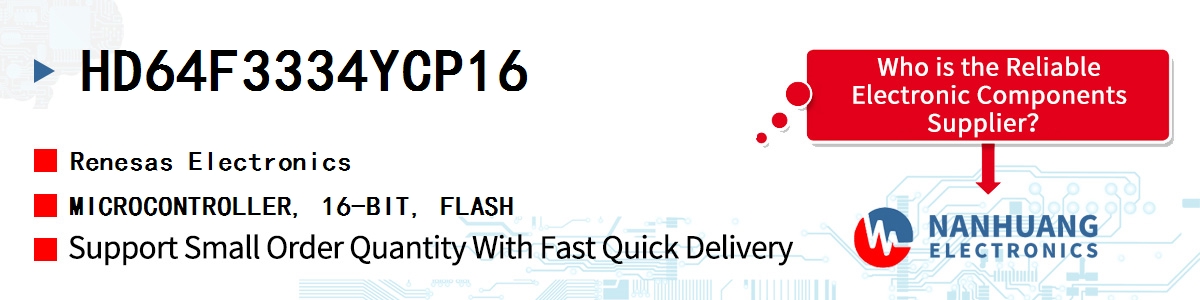 HD64F3334YCP16 Renesas MICROCONTROLLER, 16-BIT, FLASH