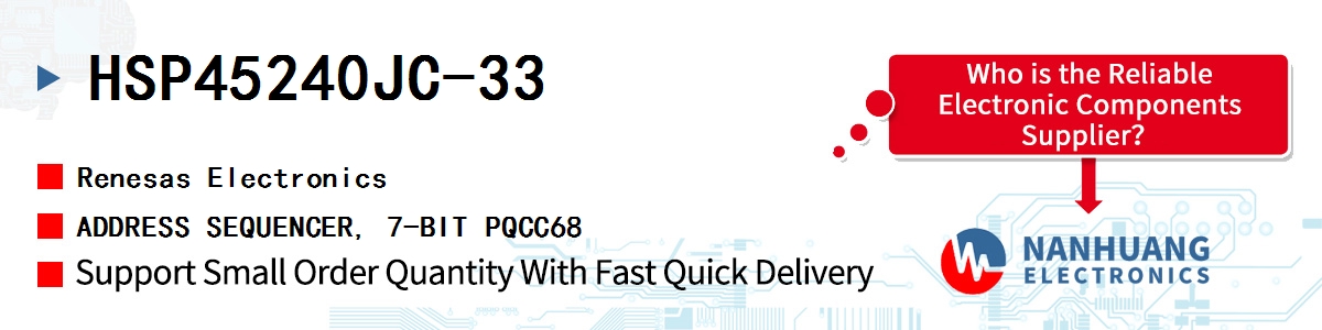 HSP45240JC-33 Renesas ADDRESS SEQUENCER, 7-BIT PQCC68
