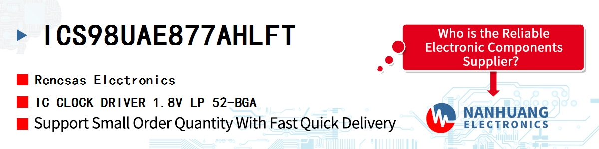 ICS98UAE877AHLFT Renesas IC CLOCK DRIVER 1.8V LP 52-BGA