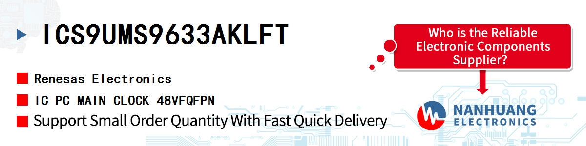 ICS9UMS9633AKLFT Renesas IC PC MAIN CLOCK 48VFQFPN