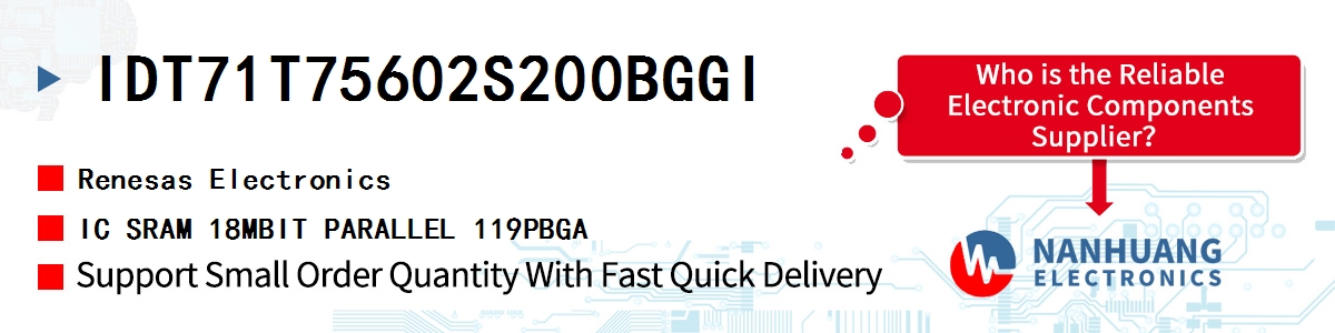 IDT71T75602S200BGGI Renesas IC SRAM 18MBIT PARALLEL 119PBGA
