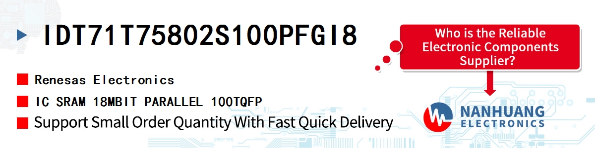 IDT71T75802S100PFGI8 Renesas IC SRAM 18MBIT PARALLEL 100TQFP