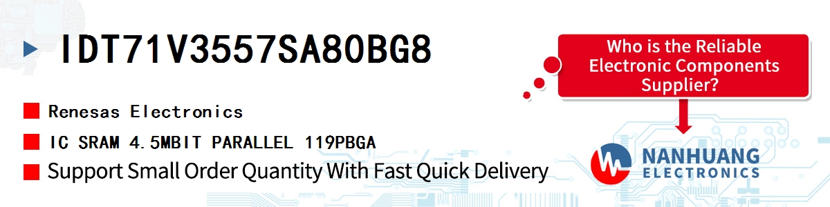 IDT71V3557SA80BG8 Renesas IC SRAM 4.5MBIT PARALLEL 119PBGA