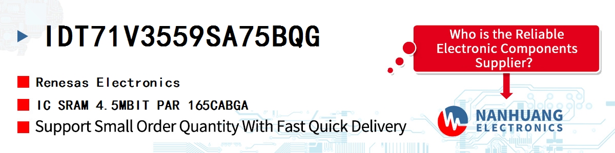 IDT71V3559SA75BQG Renesas IC SRAM 4.5MBIT PAR 165CABGA