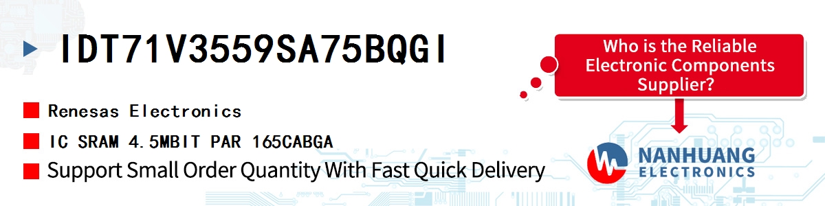 IDT71V3559SA75BQGI Renesas IC SRAM 4.5MBIT PAR 165CABGA
