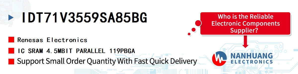 IDT71V3559SA85BG Renesas IC SRAM 4.5MBIT PARALLEL 119PBGA