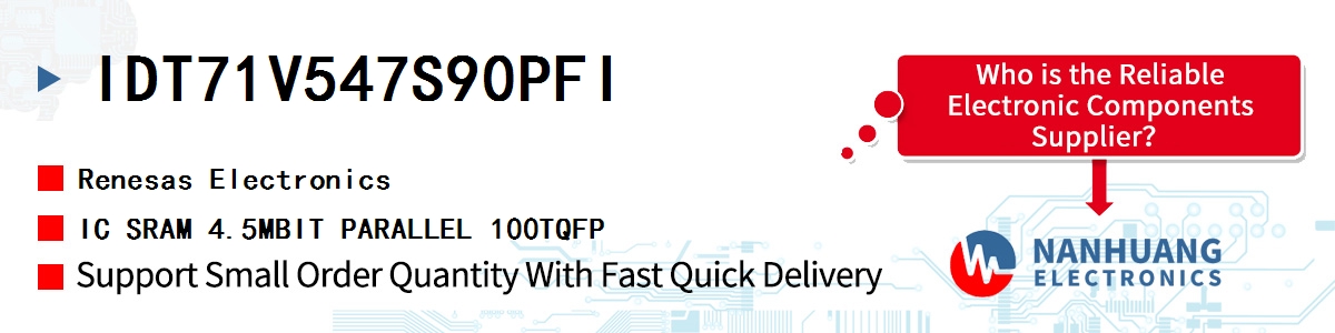 IDT71V547S90PFI Renesas IC SRAM 4.5MBIT PARALLEL 100TQFP