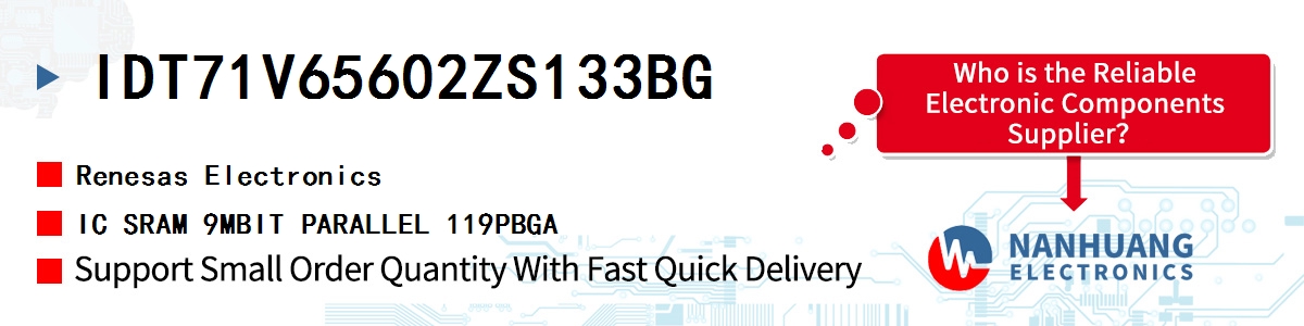 IDT71V65602ZS133BG Renesas IC SRAM 9MBIT PARALLEL 119PBGA