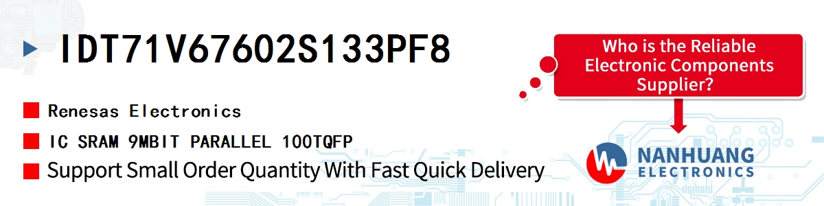 IDT71V67602S133PF8 Renesas IC SRAM 9MBIT PARALLEL 100TQFP