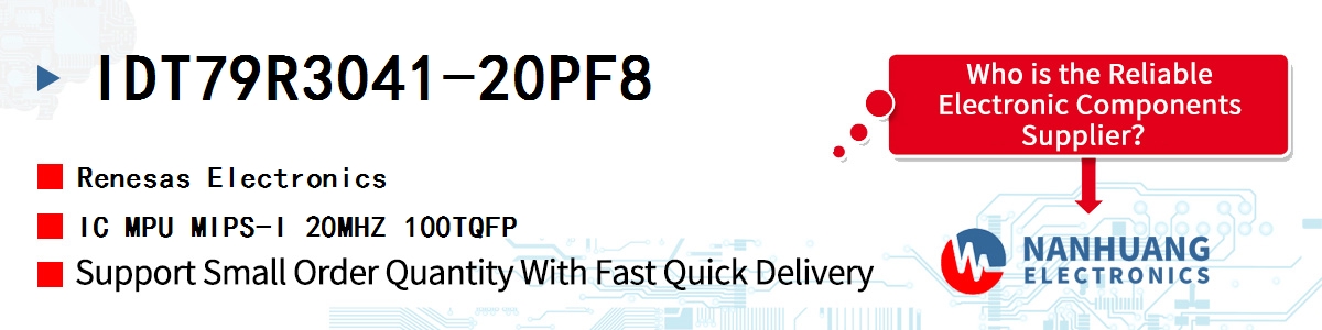 IDT79R3041-20PF8 Renesas IC MPU MIPS-I 20MHZ 100TQFP