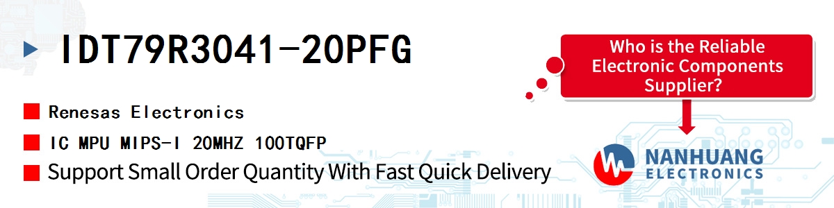 IDT79R3041-20PFG Renesas IC MPU MIPS-I 20MHZ 100TQFP