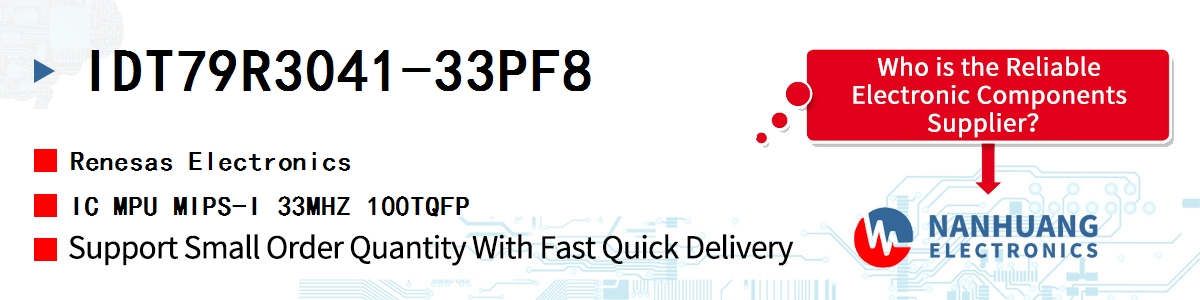 IDT79R3041-33PF8 Renesas IC MPU MIPS-I 33MHZ 100TQFP