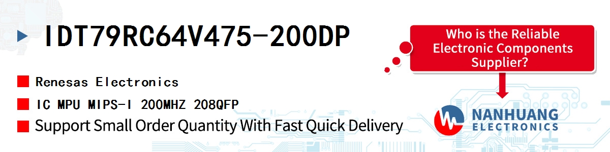 IDT79RC64V475-200DP Renesas IC MPU MIPS-I 200MHZ 208QFP