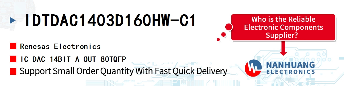 IDTDAC1403D160HW-C1 Renesas IC DAC 14BIT A-OUT 80TQFP