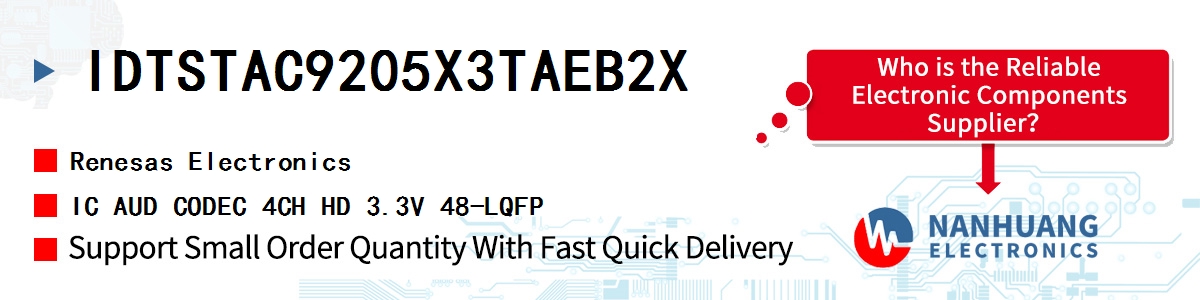 IDTSTAC9205X3TAEB2X Renesas IC AUD CODEC 4CH HD 3.3V 48-LQFP