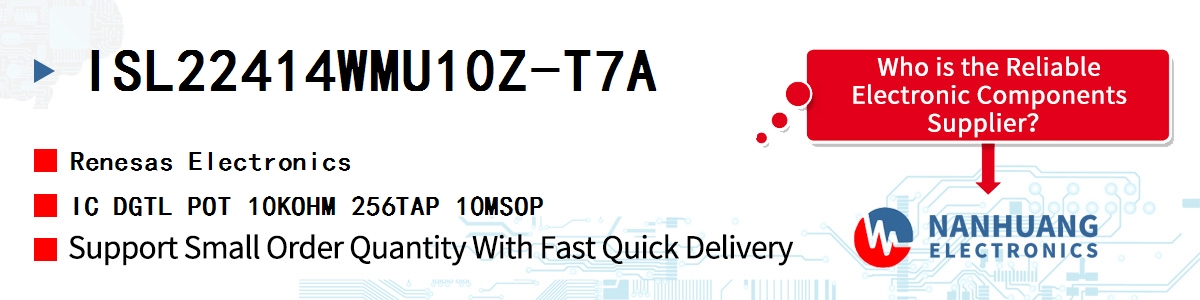 ISL22414WMU10Z-T7A Renesas IC DGTL POT 10KOHM 256TAP 10MSOP