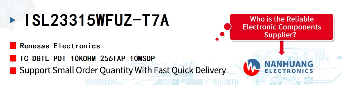 ISL23315WFUZ-T7A Renesas IC DGTL POT 10KOHM 256TAP 10MSOP