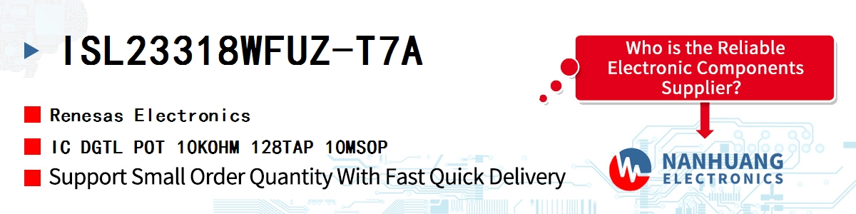 ISL23318WFUZ-T7A Renesas IC DGTL POT 10KOHM 128TAP 10MSOP
