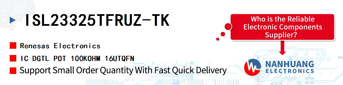 ISL23325TFRUZ-TK Renesas IC DGTL POT 100KOHM 16UTQFN