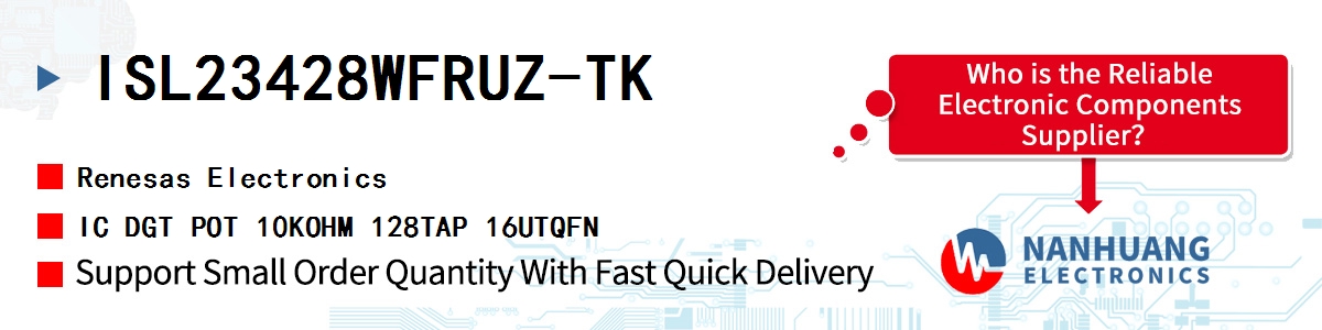 ISL23428WFRUZ-TK Renesas IC DGT POT 10KOHM 128TAP 16UTQFN