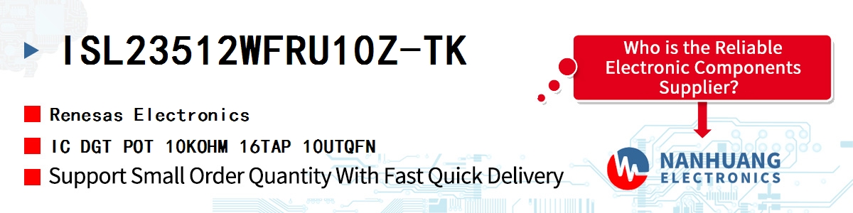 ISL23512WFRU10Z-TK Renesas IC DGT POT 10KOHM 16TAP 10UTQFN