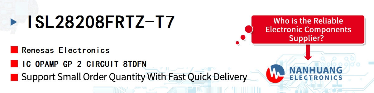 ISL28208FRTZ-T7 Renesas IC OPAMP GP 2 CIRCUIT 8TDFN