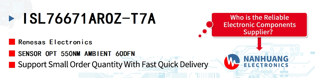 ISL76671AROZ-T7A Renesas SENSOR OPT 550NM AMBIENT 6ODFN