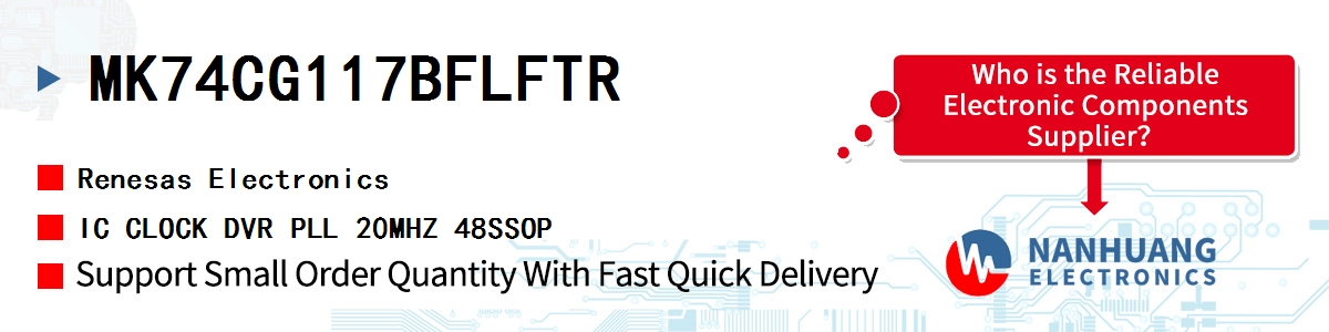 MK74CG117BFLFTR Renesas IC CLOCK DVR PLL 20MHZ 48SSOP