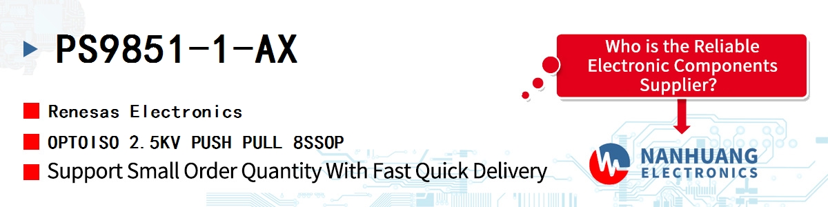 PS9851-1-AX Renesas OPTOISO 2.5KV PUSH PULL 8SSOP