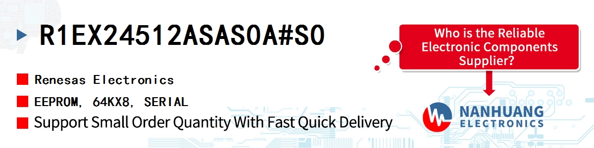 R1EX24512ASAS0A#S0 Renesas EEPROM, 64KX8, SERIAL