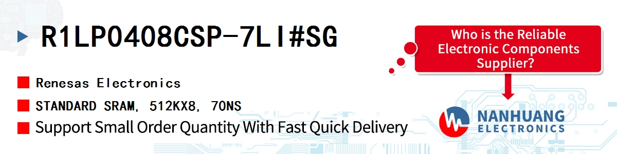 R1LP0408CSP-7LI#SG Renesas STANDARD SRAM, 512KX8, 70NS